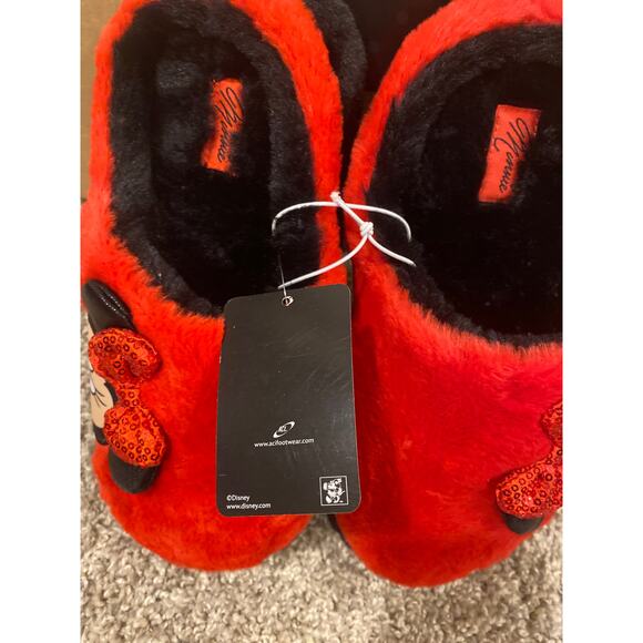 Disney Minnie Mouse Red Sequin Bow Slippers - New with Tags - Picture 4 of 5